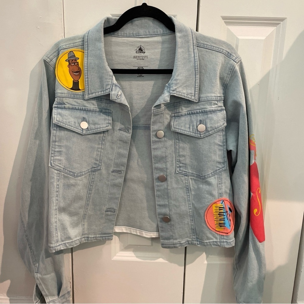 Disney Light Blue Denim Jacket Soul Themed Size Medium Women’s Jean Jacket - Picture 4 of 6